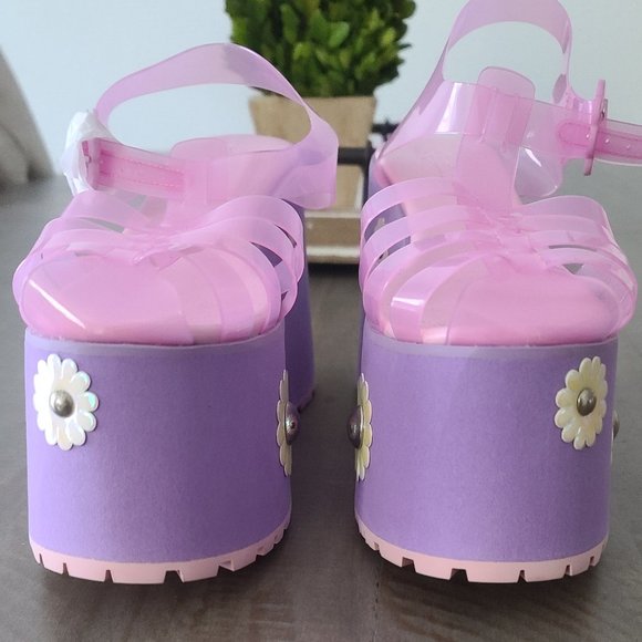 Dolls Kill Shoes Sugar Thrillz Chasin Daisies Jelly Sandals Size 8